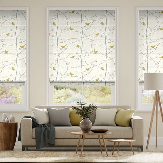 Springs Dawn Chorus Slate Roman Blind