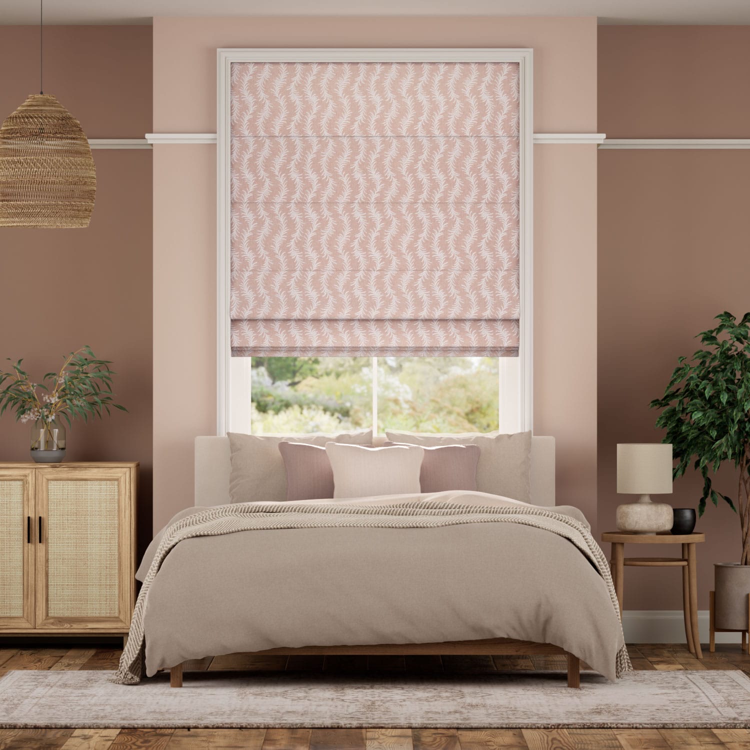 Dee Embroidered Blush Roman Blind