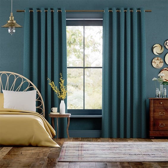 Delphi Chenille Weave Agean Blue Curtains