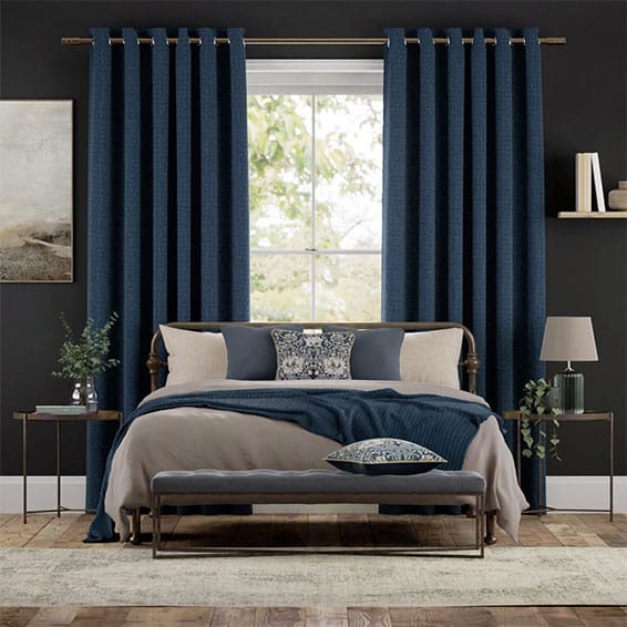 Delphi Chenille Weave Cobalt Blue Curtains