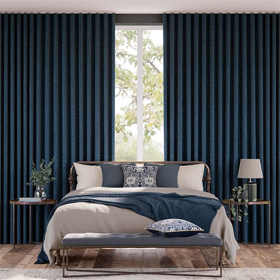 Delphi Chenille Weave Cobalt Blue Curtains