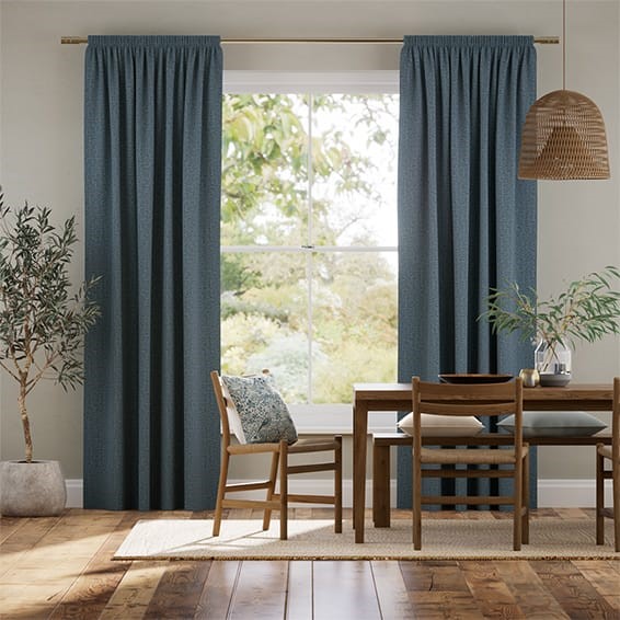 Delphi Chenille Weave Nordic Blue Curtains