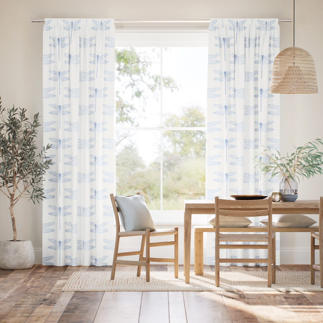 Demoiselle Dragonfly Cornflower  Curtains