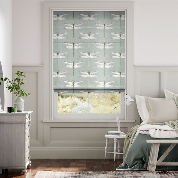 Demoiselle Dragonfly Faux Silk Steel Roman Blind