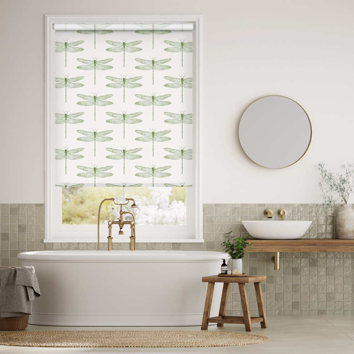 Demoiselle Dragonfly Pine  Roller Blind