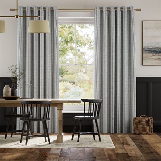 Devon Stripe Charcoal Curtains