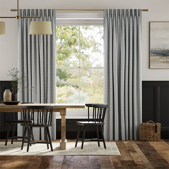 Devon Stripe Charcoal Curtains