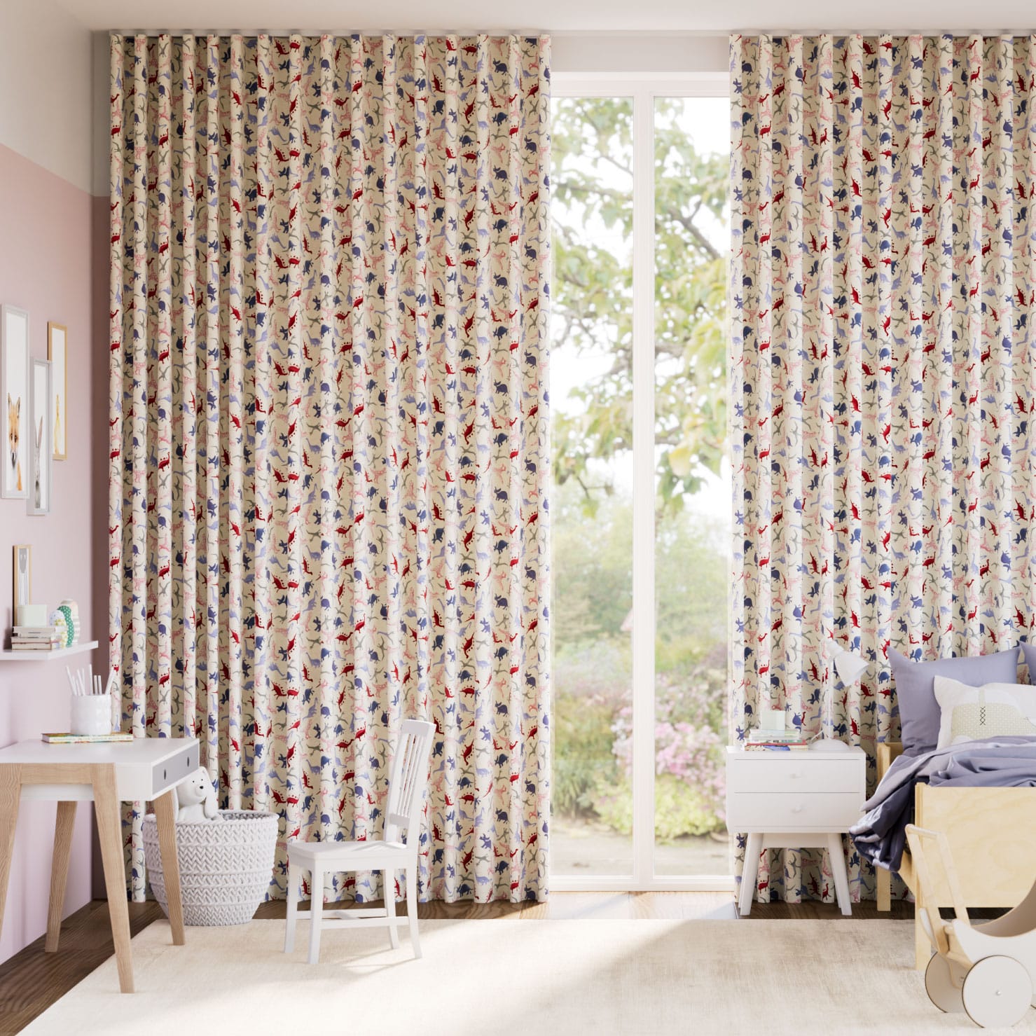 Dinosaurs Pink Curtains thumbnail image