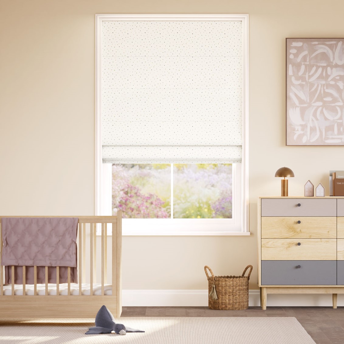 Ditsy Dots Blossom Roman Blind