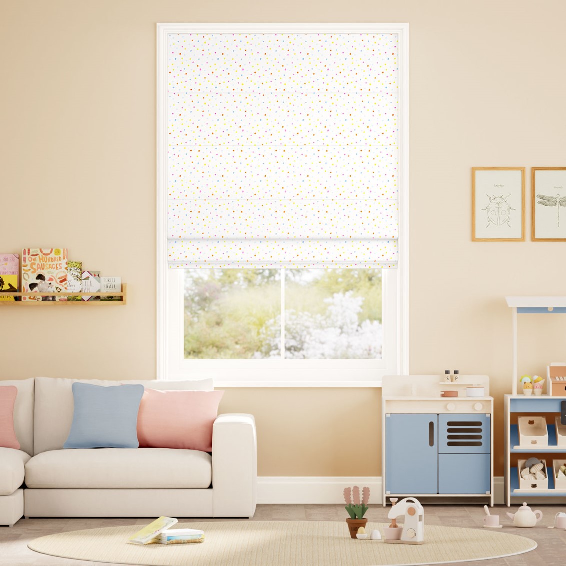 Ditsy Dots Multi Roman Blind