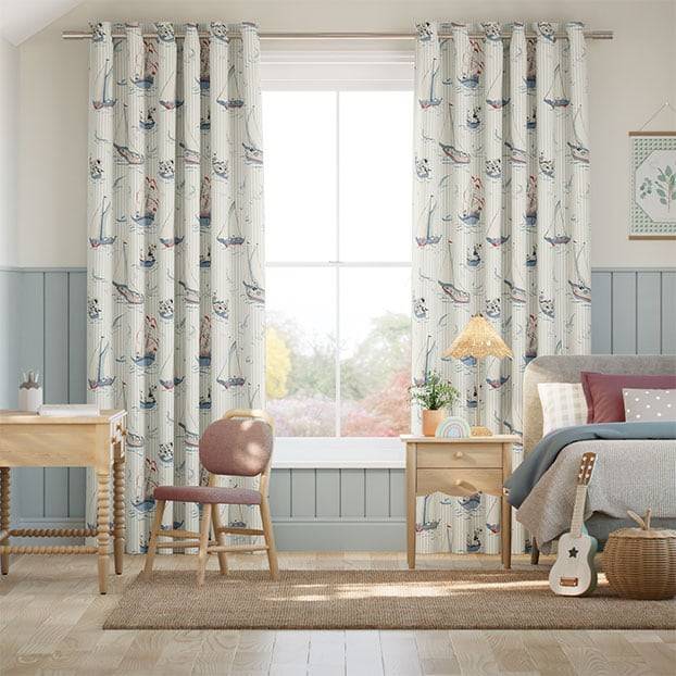 Donald Nautical Stripe Natural Curtains thumbnail image