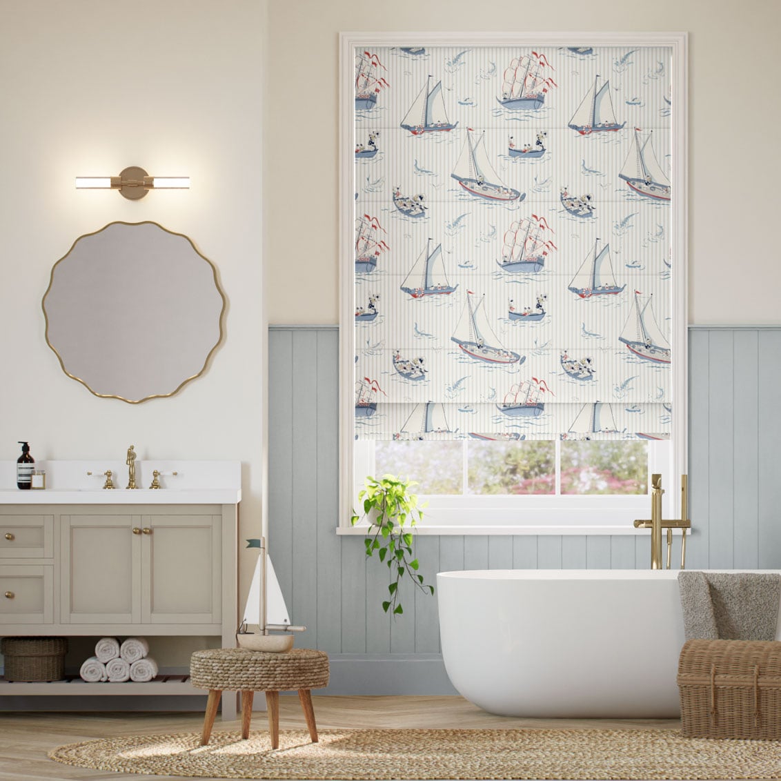 Donald Nautical Stripe Natural Roman Blind