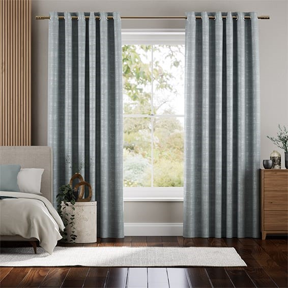 Dorchester Velvet Steel Blue Curtains