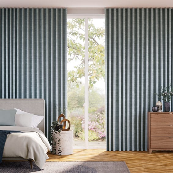 Dorchester Velvet Steel Blue Curtains