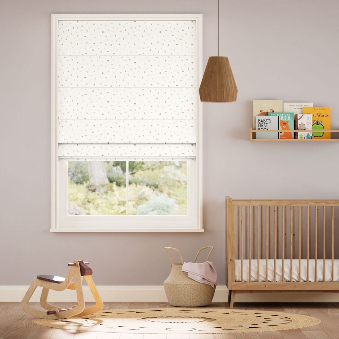 Dotty Dots Blossom Roman Blind