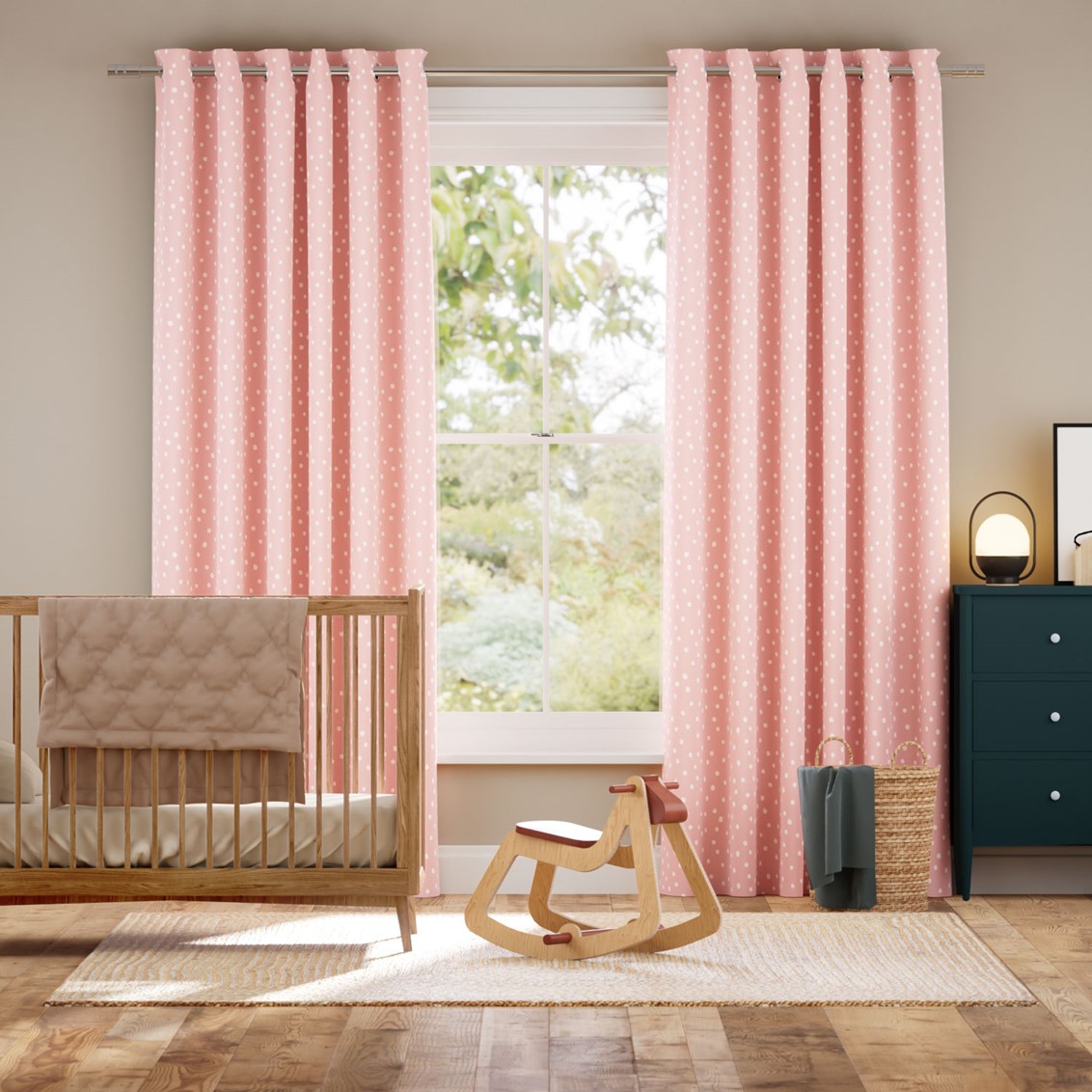 Dotty Dots Blush Curtains