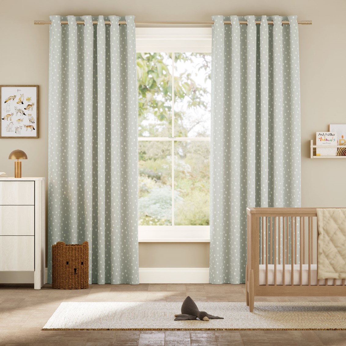 Dotty Dots Dove Curtains