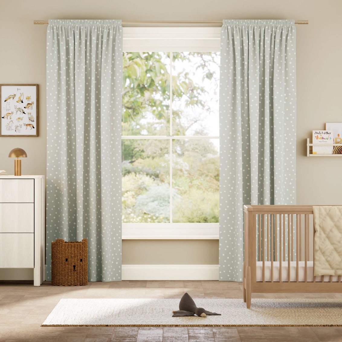 Dotty Dots Dove Curtains