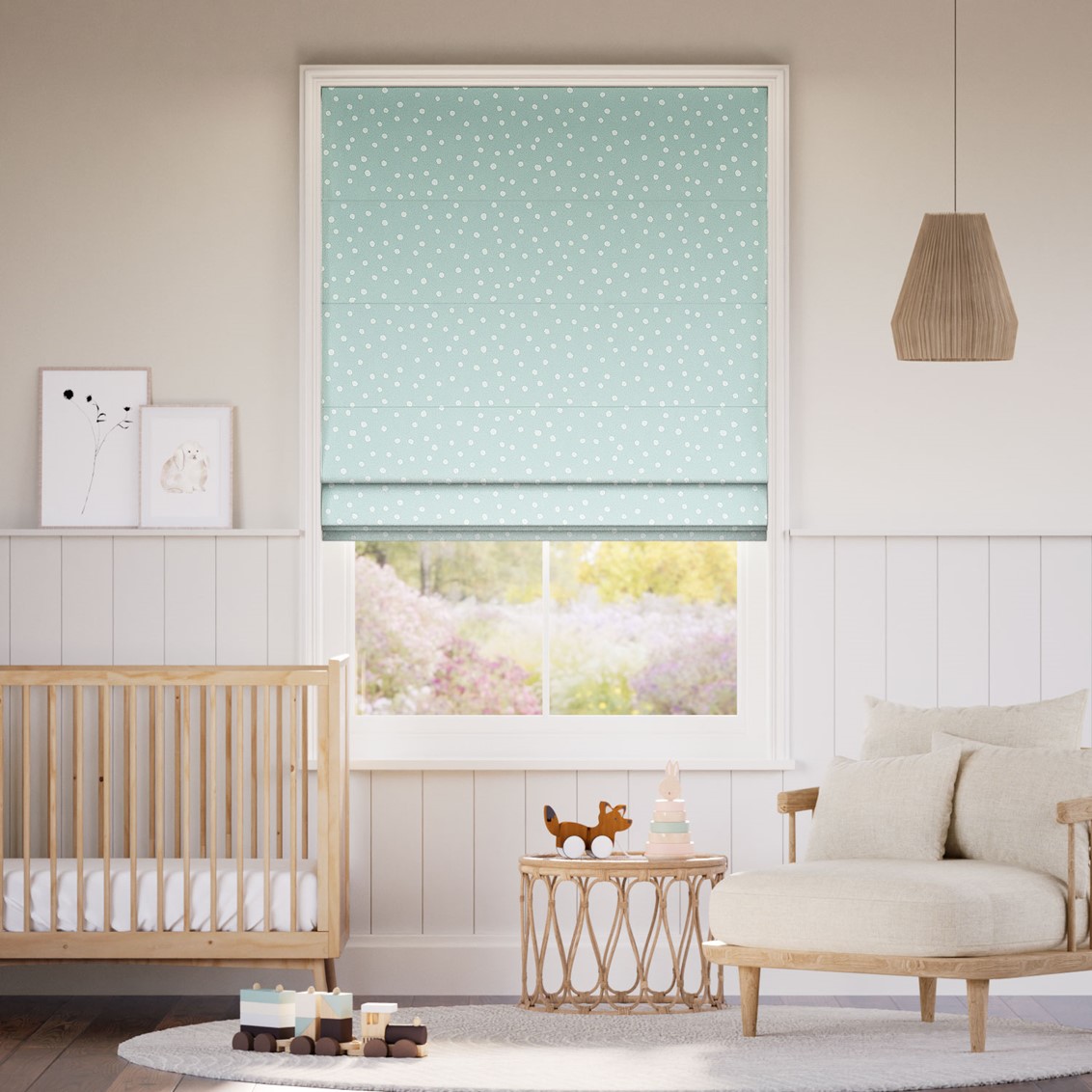 Dotty Dots Duck Egg Roman Blind