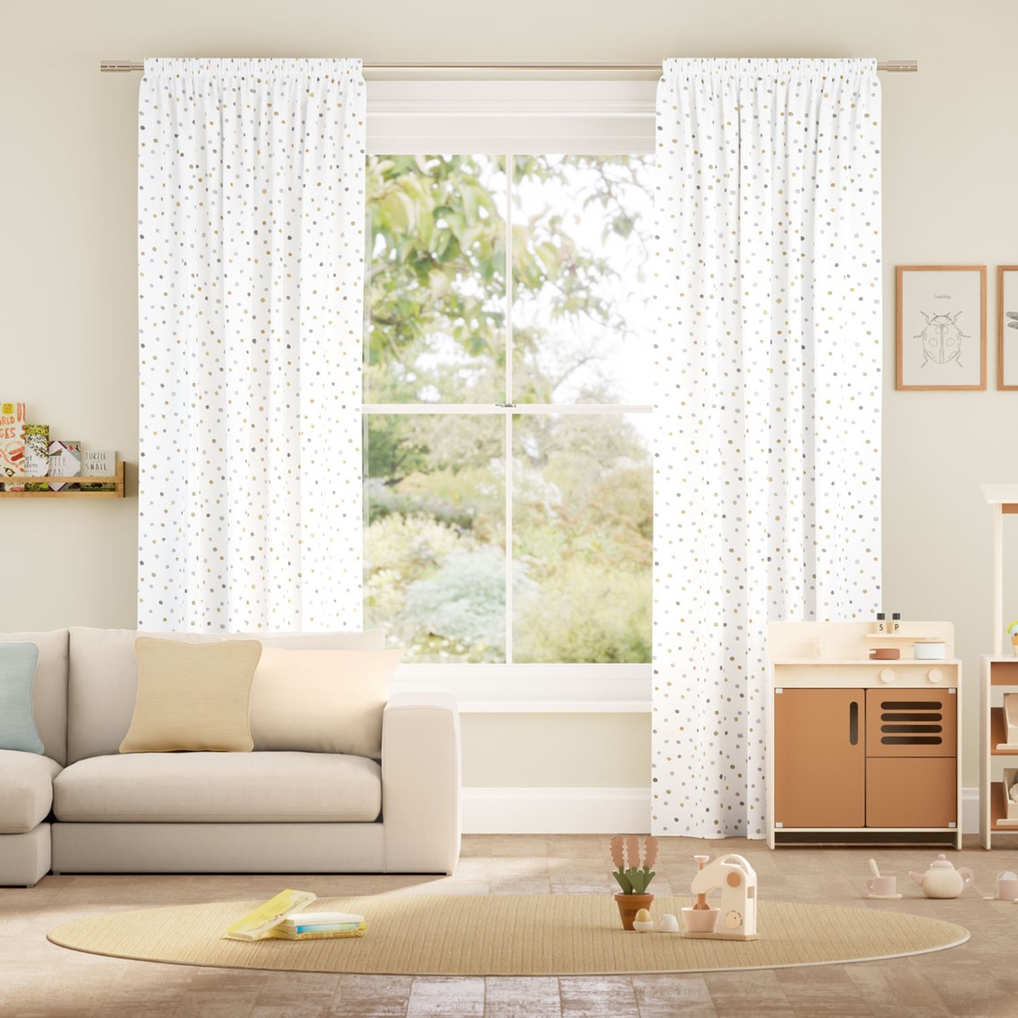 Dotty Dots Gold Curtains