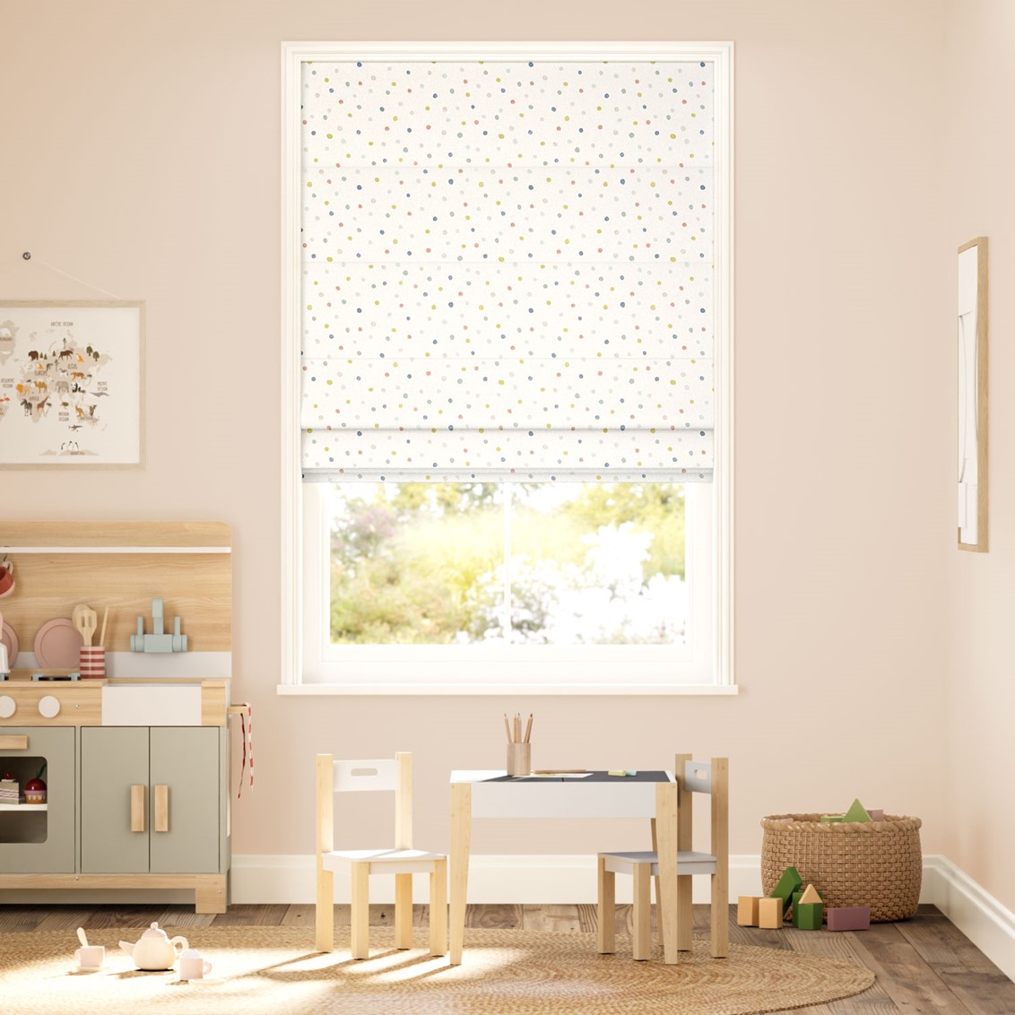 Dotty Dots Mineral Roman Blind