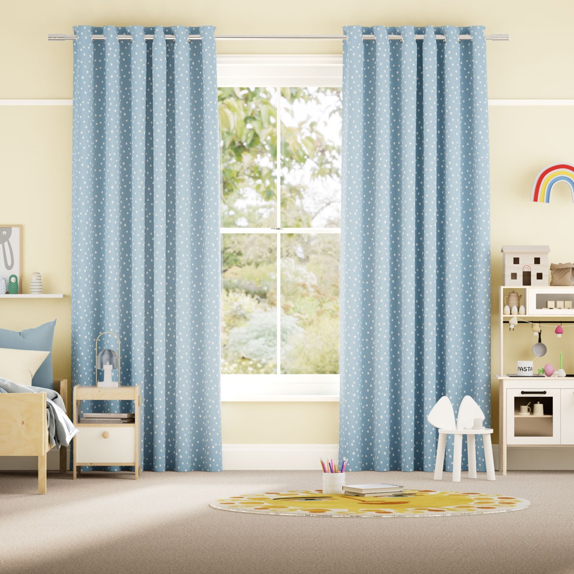 Dotty Dots Sky Blue  Curtains