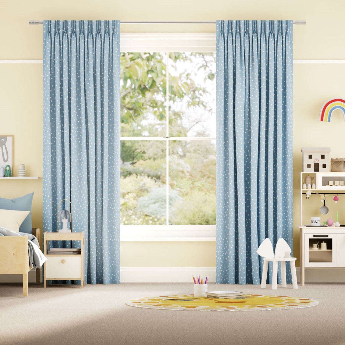 Dotty Dots Sky Blue  Curtains