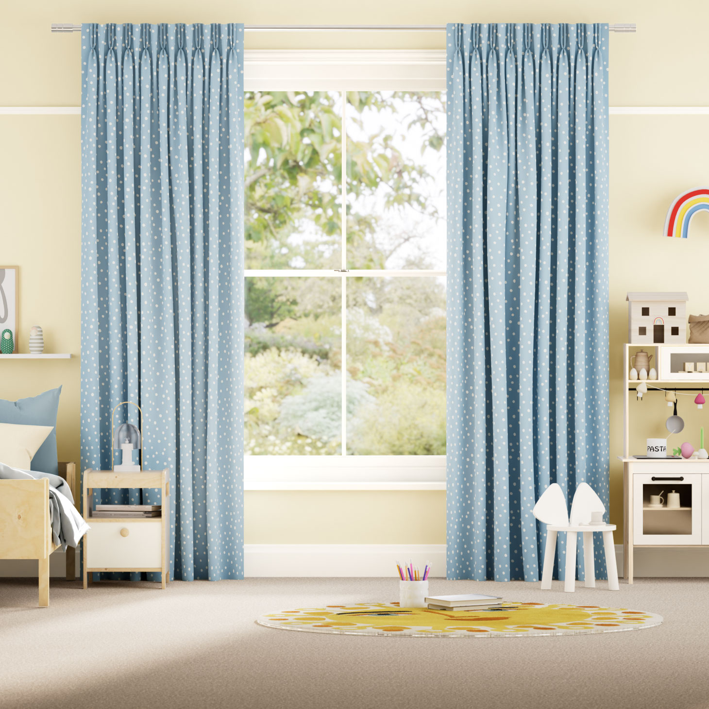 Dotty Dots Sky Blue Curtains thumbnail image