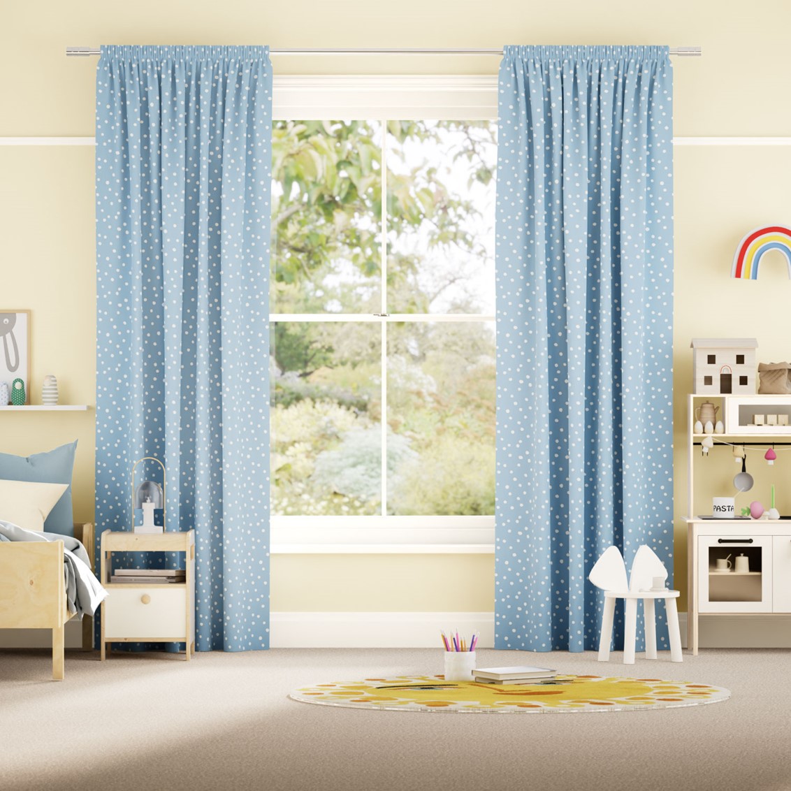 Dotty Dots Sky Blue  Curtains