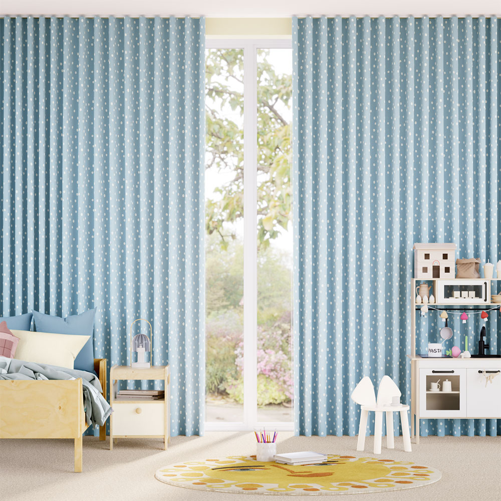 Dotty Dots Sky Blue Curtains thumbnail image