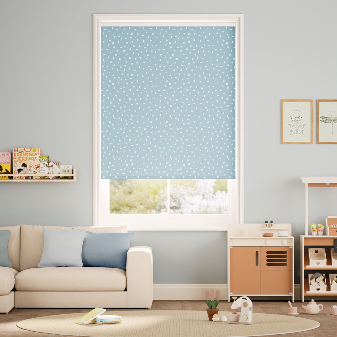 Dotty Dots Sky Blue  Roller Blind