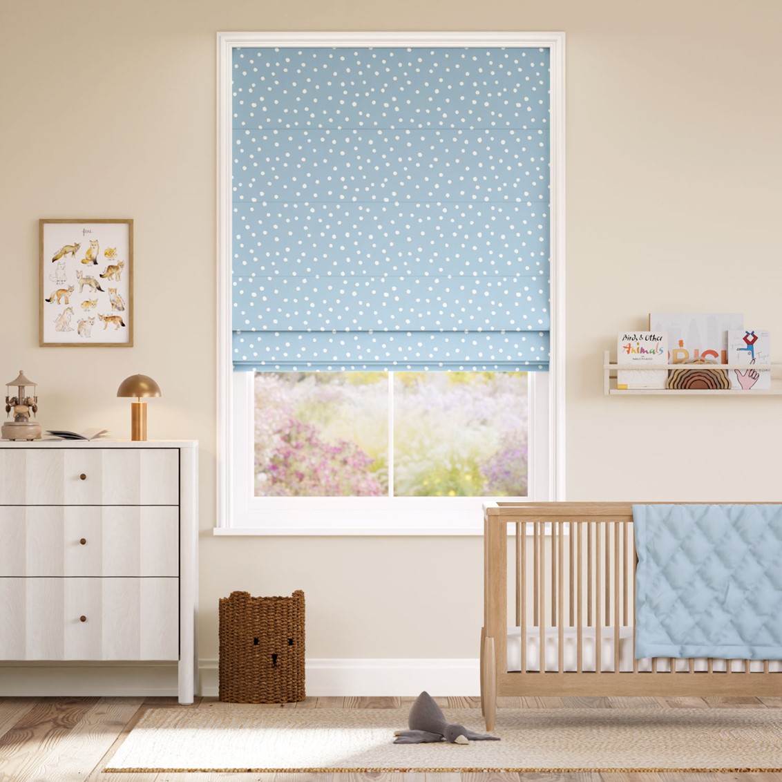 Dotty Dots Sky Blue  Roman Blind