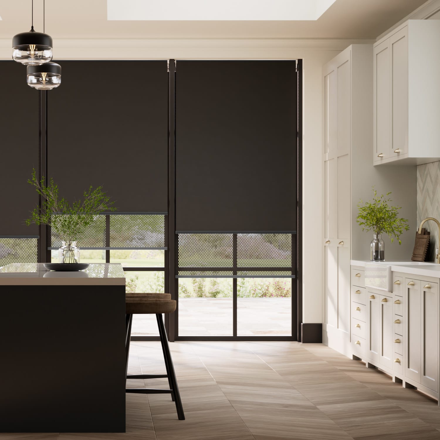 Double Roller Charcoal Roller Blind