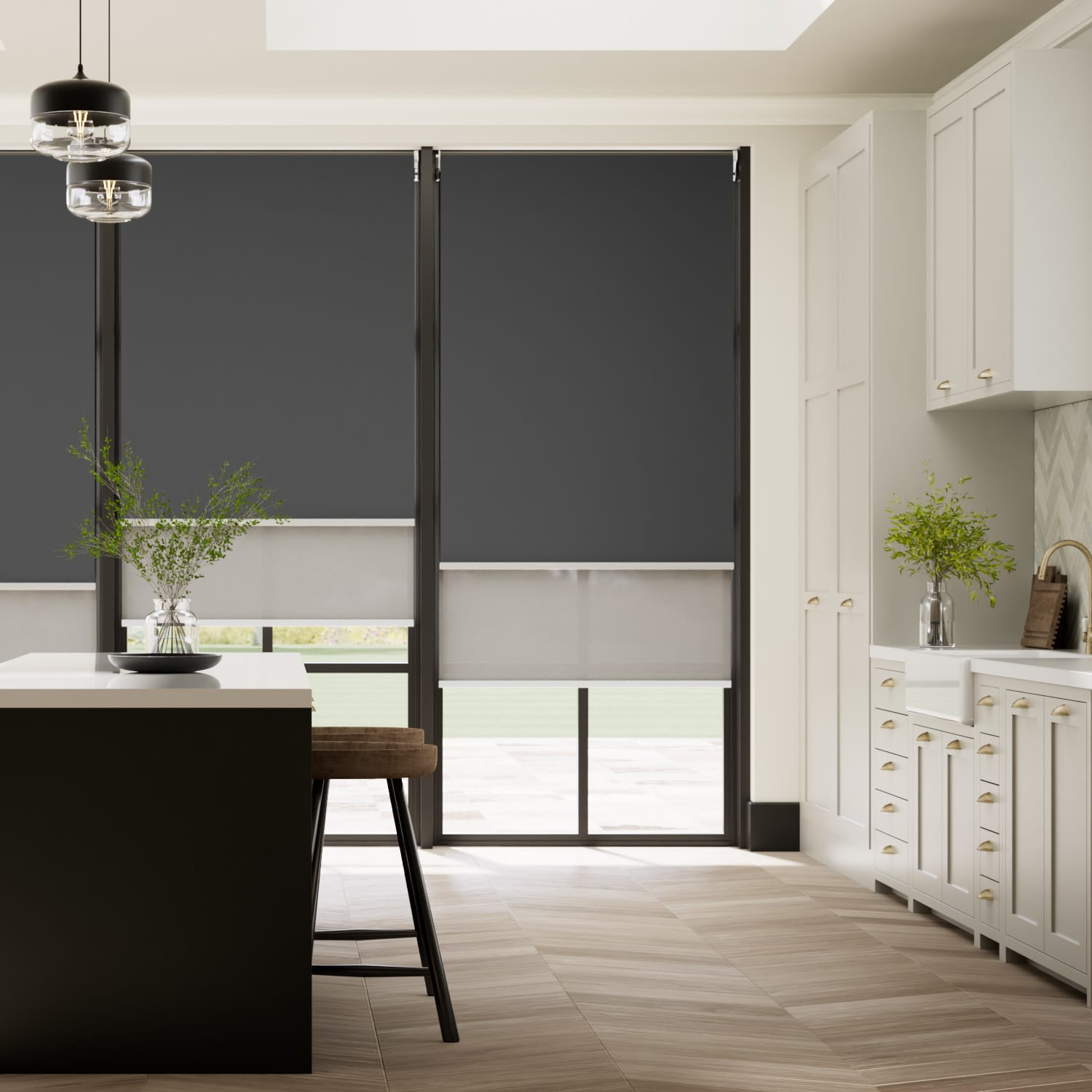 Double Roller Iron Grey Blind