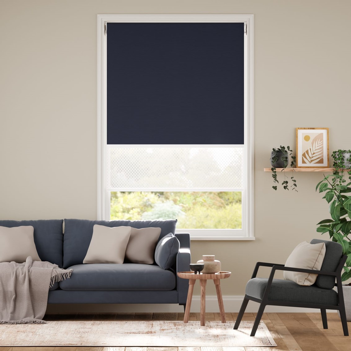 Atom Navy Double Roller Blind