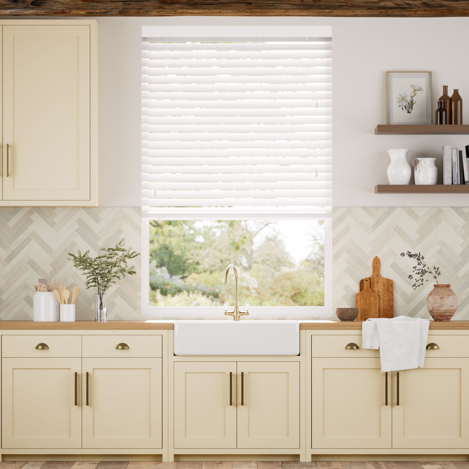 Electric Dove White Wooden Blind - 50mm Slat