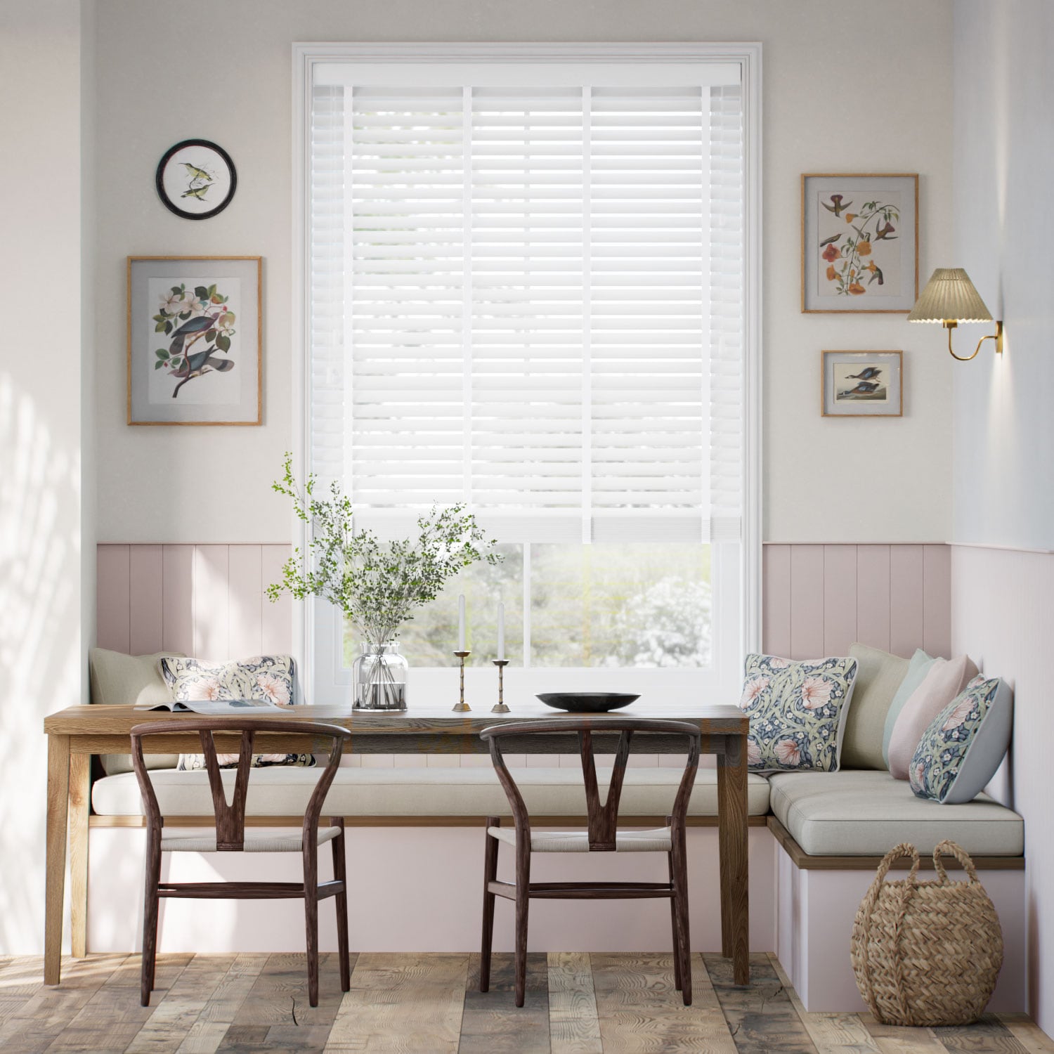 Electric Dove White & Snow Wooden Blind - 50mm Slat