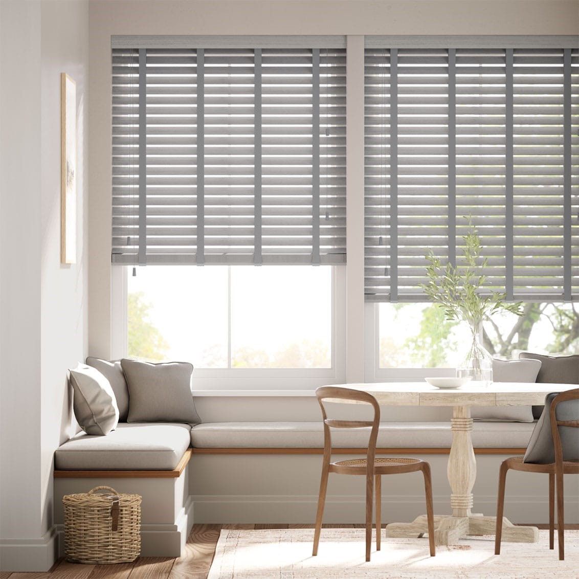 Dover Grey & Grey Faux Wood Blind - 50mm Slat