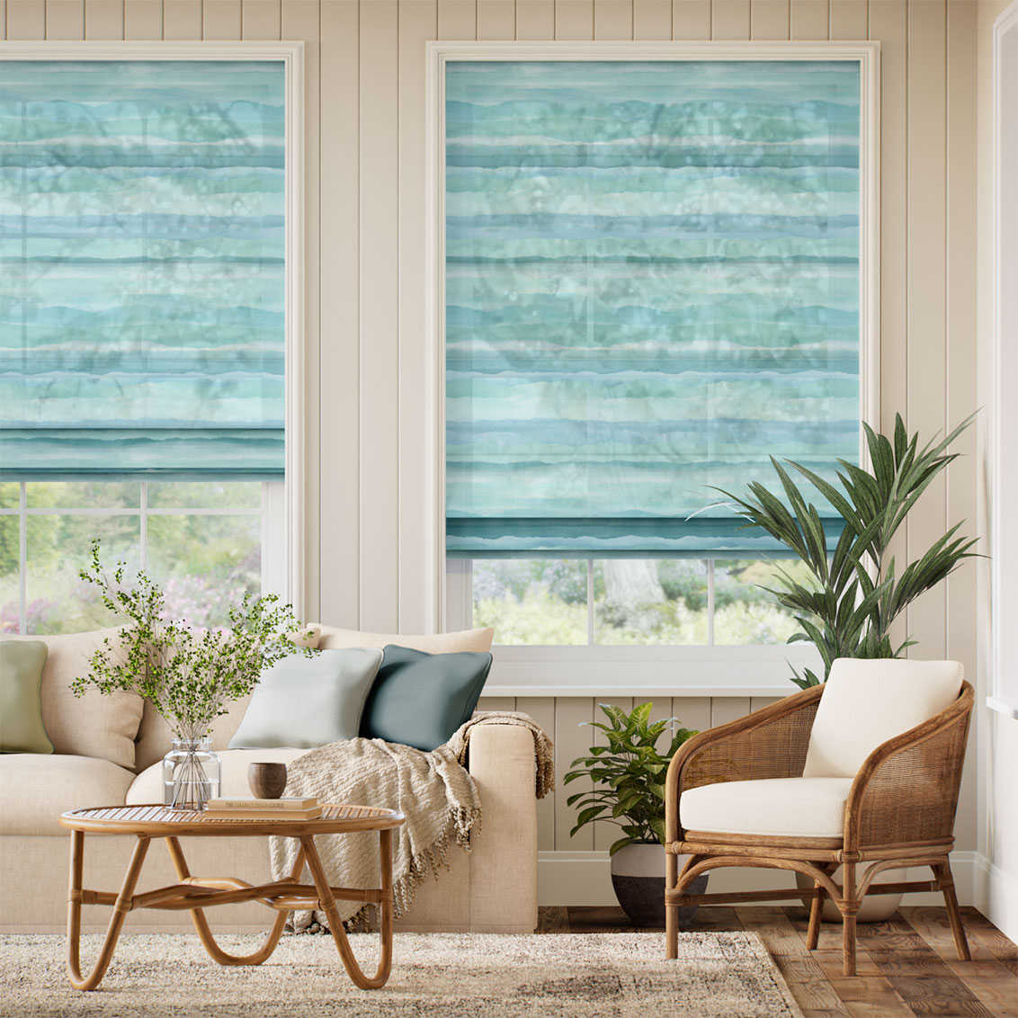 Drift Voile Aqua Roman Blind