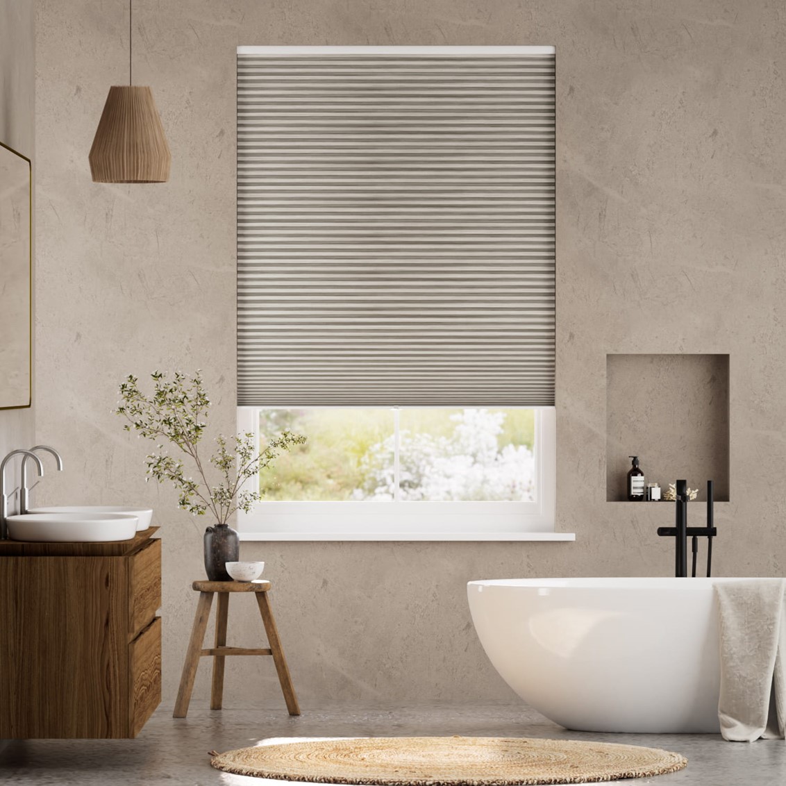 DuoShade Cordless Grain Fossil Grey Thermal Blind