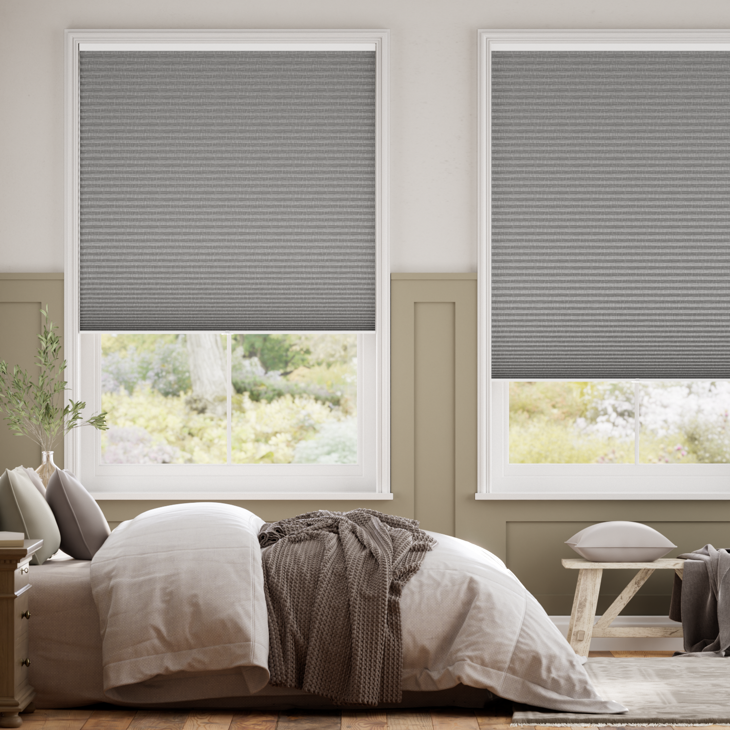 DuoShade Cordless Grey Weave Thermal Blind