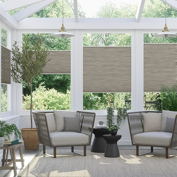 PerfectFIT DuoShade Grain Fossil Grey Thermal Conservatory Blind