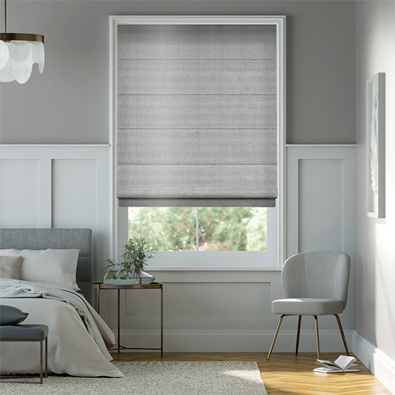 Electric Dupioni Faux Silk Platinum Roman Blind