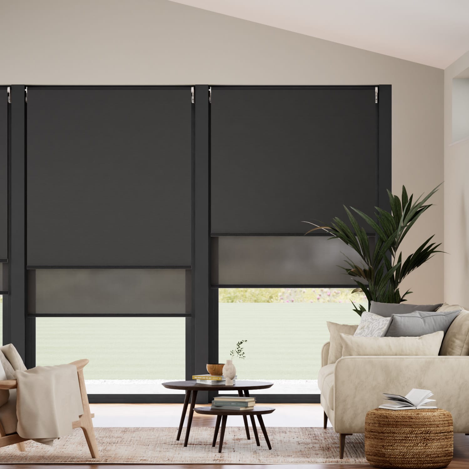 Eclipse Iron Grey & Slate Double Roller Blind