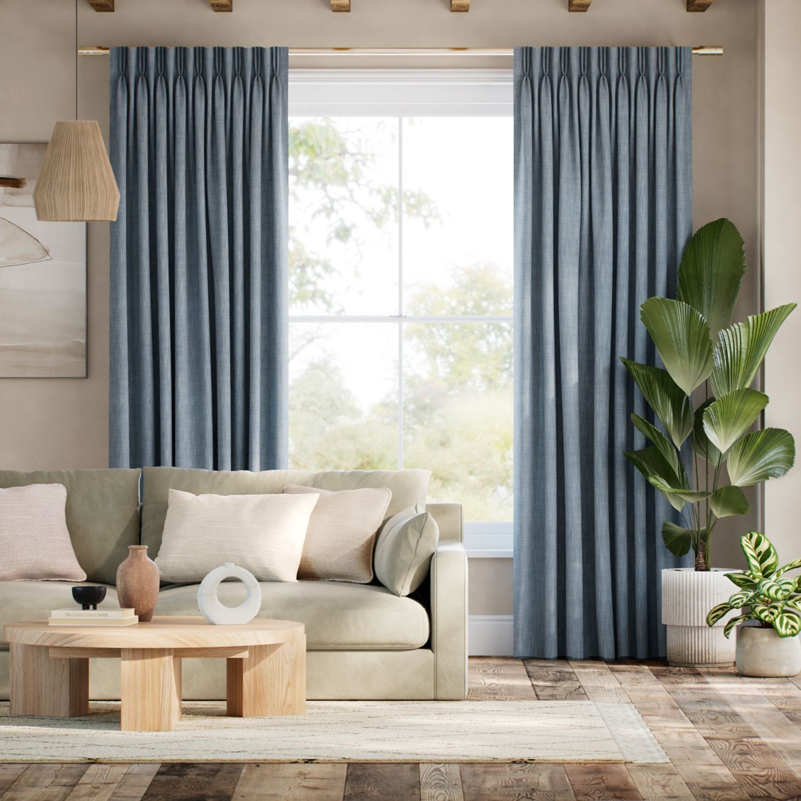 Eco-Friendly Nyah Lagoon Blue Curtains