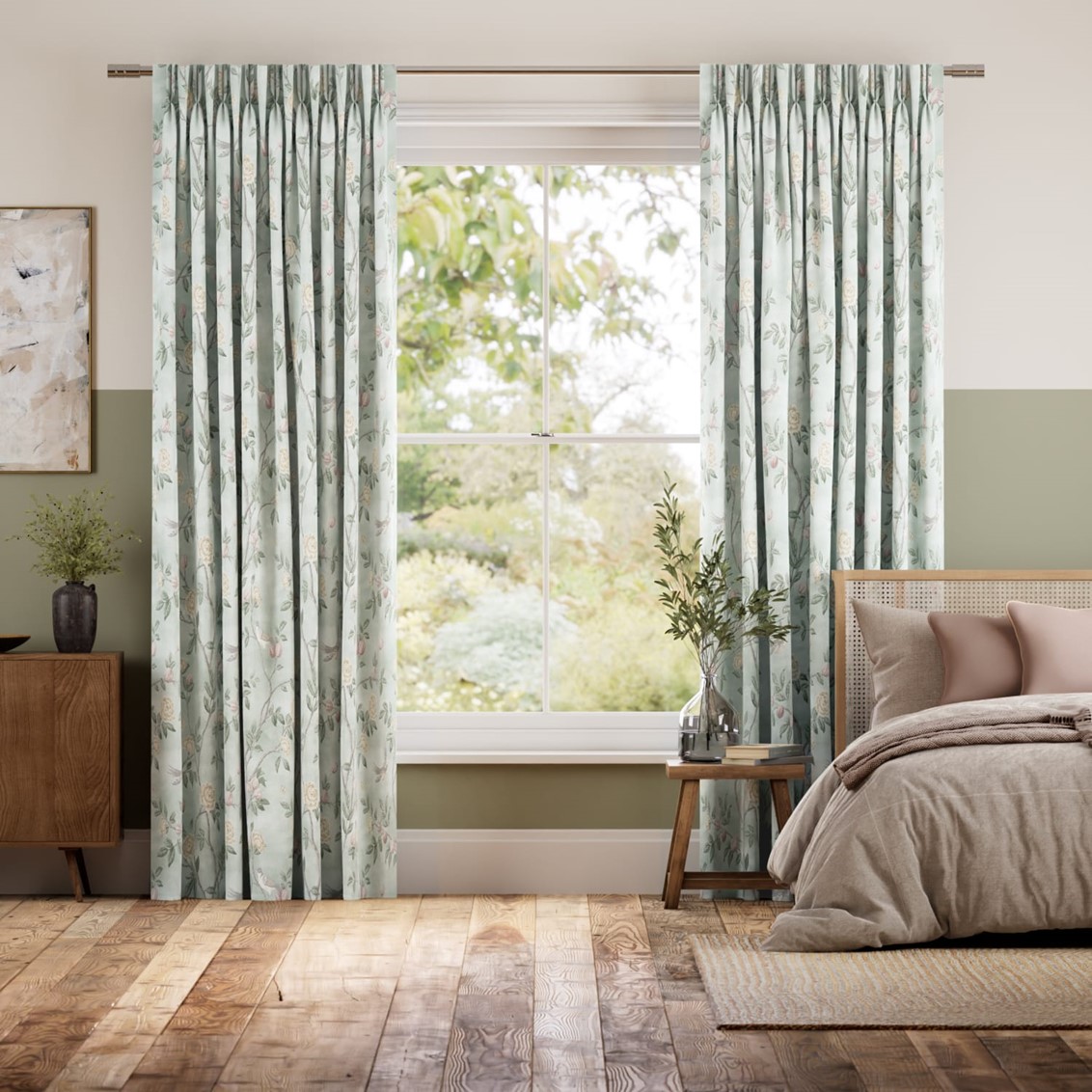 Eglantine Smoke Green Curtains