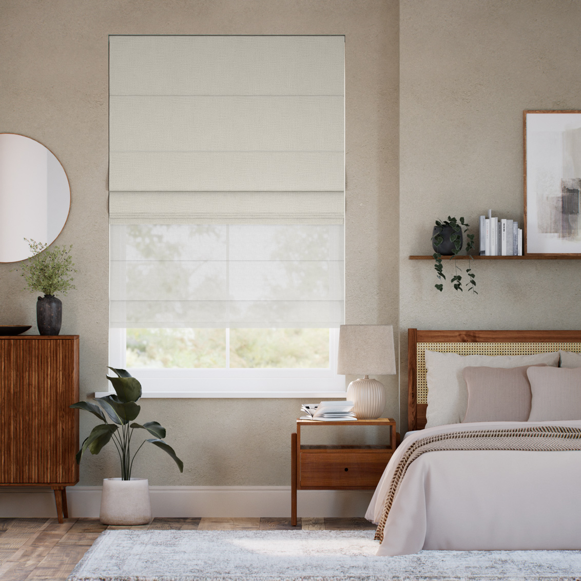 Electric ClickLock Arlo Oatmeal & Coconut Double Roman Blind