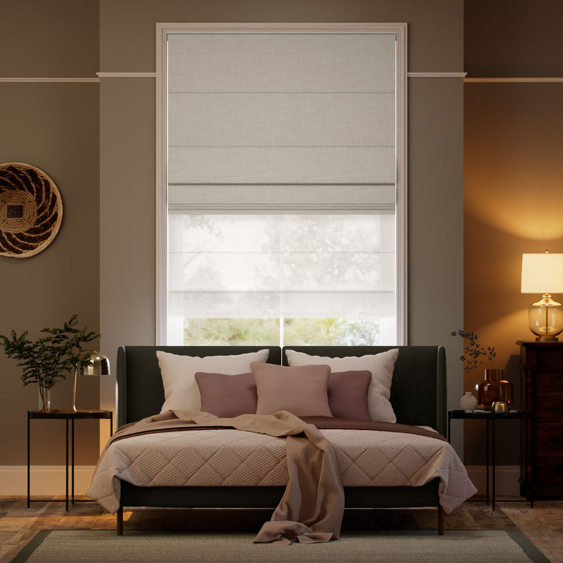 Electric Dalton Warm Stone & Frost Double Roman Blind