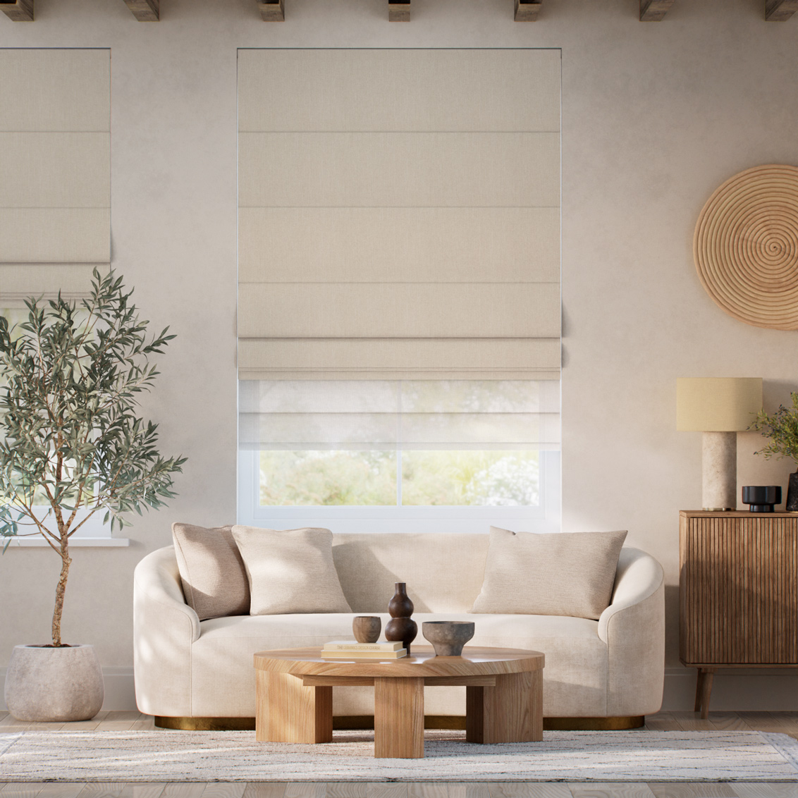 Electric Isabella Natural & Coconut Double Roman Blind