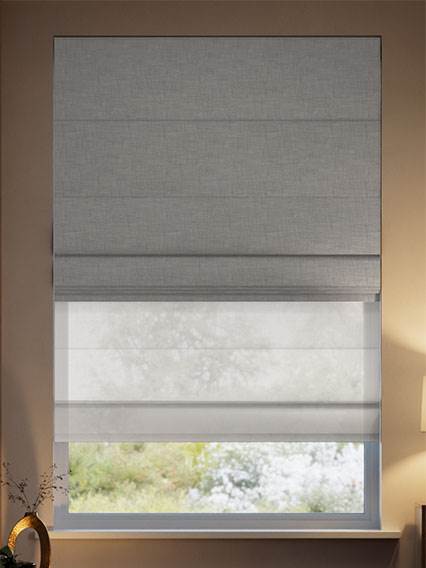 Electric Isar Fossil Grey & Cloud White Double Roman Blind thumbnail image